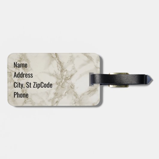 Étiquette À Bagage Parties scintillant Monogramme Gold, noir et marbr (Dos horizontal)