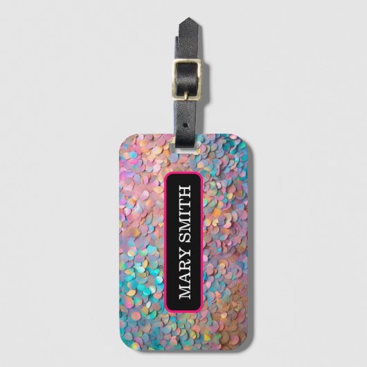 Étiquette À Bagage Parties scintillant Opal Holographie Collection mo (Devant Vertical)