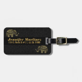 Étiquette À Bagage Parties scintillant or & blanc & étincelles Elépha (Devant horizontal)