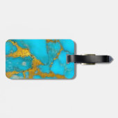 Étiquette À Bagage Parties scintillant OR en marbre turquoise - AJOUT (Dos horizontal)