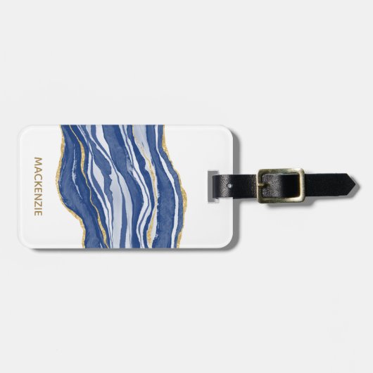 Étiquette À Bagage Parties scintillant or marbre Agate (Devant horizontal)