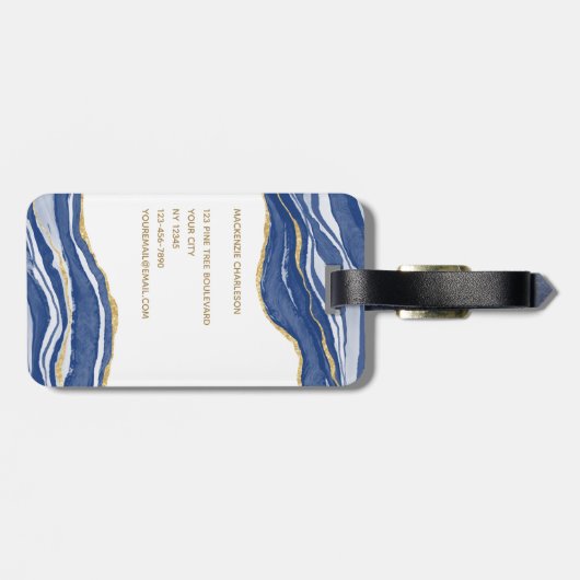 Étiquette À Bagage Parties scintillant or marbre Agate (Dos horizontal)