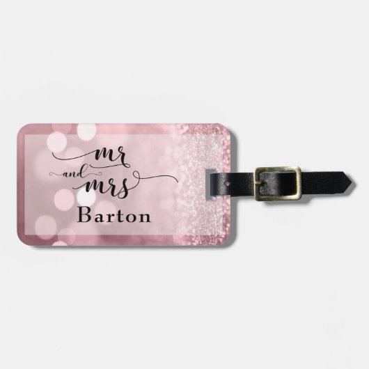 Étiquette À Bagage Parties scintillant or rose Bokeh & Typographie (Devant horizontal)