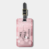 Étiquette À Bagage Parties scintillant or rose Bokeh & Typographie (Devant Vertical)
