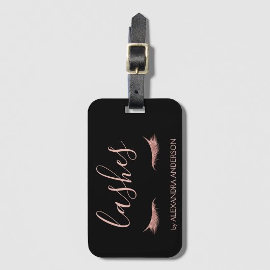 Étiquette À Bagage Parties scintillant or rose et extension Eyelash (Devant Vertical)