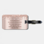 Étiquette À Bagage Parties scintillant or Rose moderne élégant (Dos horizontal)