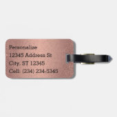 Étiquette À Bagage Parties scintillant or Rose Monogramme et Damas no (Dos horizontal)