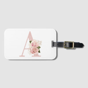 Étiquette À Bagage Parties scintillant or Rose pâle Floral Monogramm