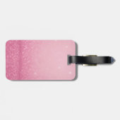 Étiquette À Bagage Parties scintillant rose avec nom et initiales - (Dos horizontal)