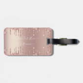 Étiquette À Bagage Parties scintillant rose Gold Blush Éclats Texte p (Dos horizontal)