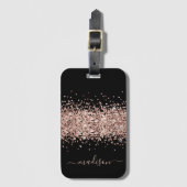 Étiquette À Bagage Parties scintillant Rose Gold - Girls Sparkle Blac (Devant Vertical)