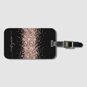 Étiquette À Bagage Parties scintillant Rose Gold - Girls Sparkle Blac