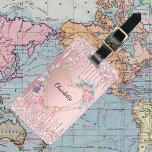 Étiquette À Bagage Parties scintillant rose pâle goutte à goutte nom<br><div class="desc">Un arrière - plan à l'allure métallique rose vif,  décoré de gouttes de parties scintillant en faux rose,  la peinture goutte à goutte. Un coeur doré orné de fleurs roses. Personnalisez et ajoutez un nom. Le nom est écrit avec une écriture manuscrite moderne. Ajoutez vos coordonnées au verso.</div>