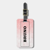 Étiquette À Bagage Parties scintillant rose rose or marbre ombre (Devant Vertical)