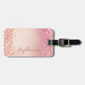 Étiquette À Bagage Parties scintillant rose vierge personnalisée (Devant horizontal)