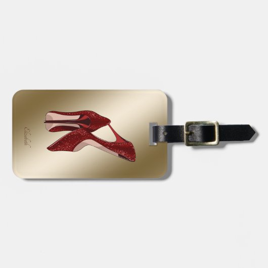 Étiquette À Bagage Parties scintillant rouge élégant talons hauts -Pe (Devant horizontal)