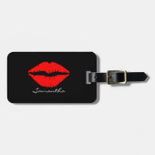 Étiquette À Bagage Parties scintillant rouge lèvres Nom personnalisé (Devant horizontal)