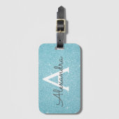 Étiquette À Bagage Parties scintillant turquoise Bleu Étincelle Nom d (Devant Vertical)