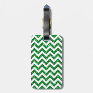 Étiquette À Bagage Parties scintillant verte Motif Chevron