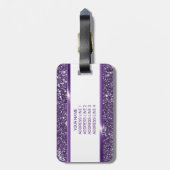 Étiquette À Bagage Parties scintillant violet Faux, texture Look avec (Dos Vertical)