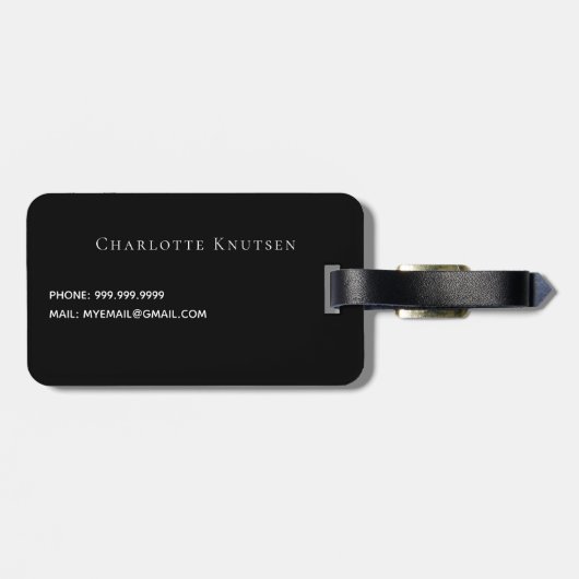 Étiquette À Bagage Parties scintillant violet noir gouttes nom monogr (Dos horizontal)