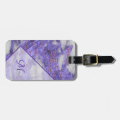 Étiquette À Bagage Parties scintillant violet rose élégant Monogramme (Devant horizontal)