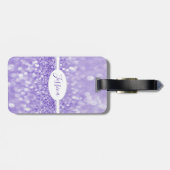 Étiquette À Bagage Parties scintillant violette Personnaliser le baga (Dos horizontal)