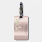 Étiquette À Bagage Parties scintillant World Map Voyage Rose Gold Mon (Dos Vertical)