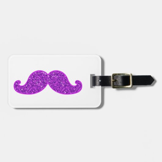 Étiquette À Bagage Parties scintillantes pourpres moustache Girly (Devant horizontal)