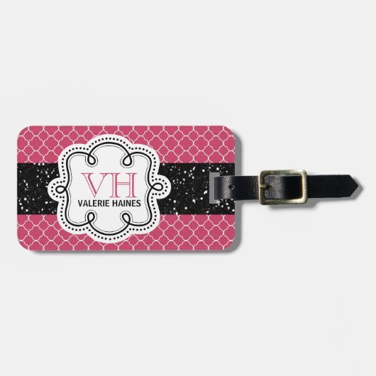 Étiquette À Bagage Parties scintillantes roses mignonnes de (Devant horizontal)