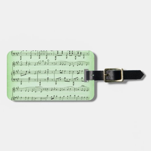 Étiquette À Bagage Partition de musique verte (Devant horizontal)
