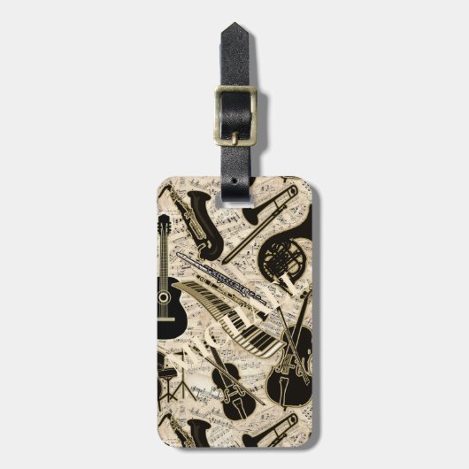 Étiquette À Bagage Partition et instruments Black/Gold ID481 (Devant Vertical)