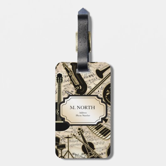 Étiquette À Bagage Partition et instruments Black/Gold ID481 (Dos Vertical)