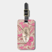 Étiquette À Bagage Partition et instruments de musique rose/ivoire ID (Devant Vertical)