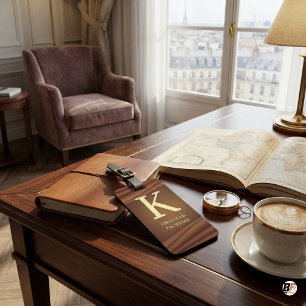 Étiquette À Bagage Passager de première classe monogramme K cuir marr