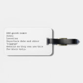 Étiquette À Bagage PASSEZ VOS SACS ! Enregistrer La Destination De Da (Dos horizontal)