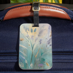 Étiquette À Bagage Pastel Abstrait Whispers of Nature, Grasses II