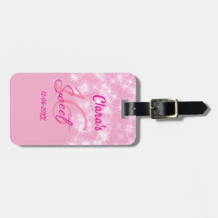 Étiquette À Bagage Pastel bébé rose doux 16 anniversaire ajouter nom