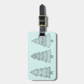 Étiquette À Bagage pastel bleu glacé élégant sapins de Noël (Devant Vertical)