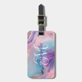 Étiquette À Bagage Pastel Bleu Rose Violet Agate (Devant Vertical)