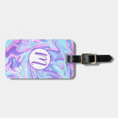 Étiquette À Bagage Pastel Blue & Purple Marble Texture liquide (Devant horizontal)