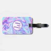 Étiquette À Bagage Pastel Blue & Purple Marble Texture liquide (Dos horizontal)