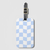 Étiquette À Bagage Pastel Blue White Retro Checkerboard Pattern (Devant Vertical)