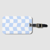 Étiquette À Bagage Pastel Blue White Retro Checkerboard Pattern (Devant Horizontal)