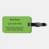 Étiquette À Bagage Pastel Jaune et motif de fleurs vert pomme (Dos horizontal)