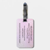 Étiquette À Bagage *~* Pastel Ombre Black Monogramme Diamant (Dos Vertical)