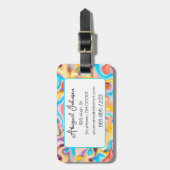 Étiquette À Bagage Pastel Plastic Fluid Abstrait (Devant Vertical)