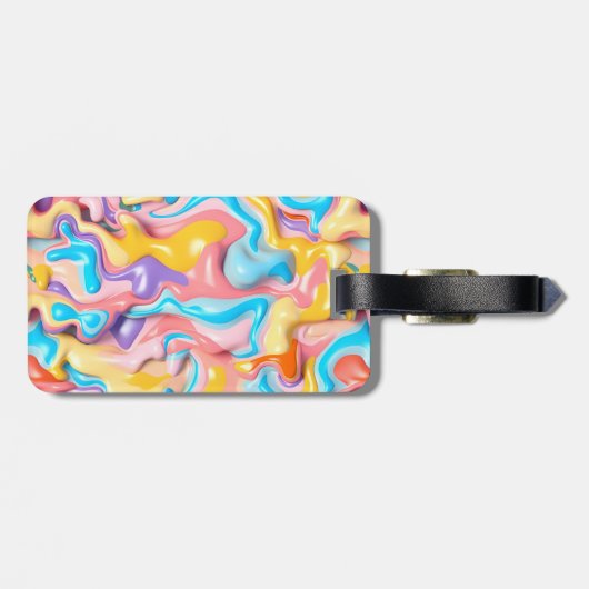Étiquette À Bagage Pastel Plastic Fluid Abstrait (Dos horizontal)