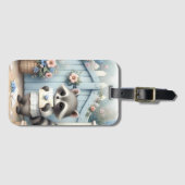 Étiquette À Bagage Pastel Raccoon Letter Garden (Devant Horizontal)