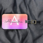 Étiquette À Bagage Pastel rose brossé Monogramme Nom initial<br><div class="desc">Pastel Ombre Pink,  orange et violet brossé monogramme d'huile de métal Nom et étiquette de bagage initiale. Cette étiquette de sac est parfaite pour le retour à l'école,  le travail ou le voyage.</div>